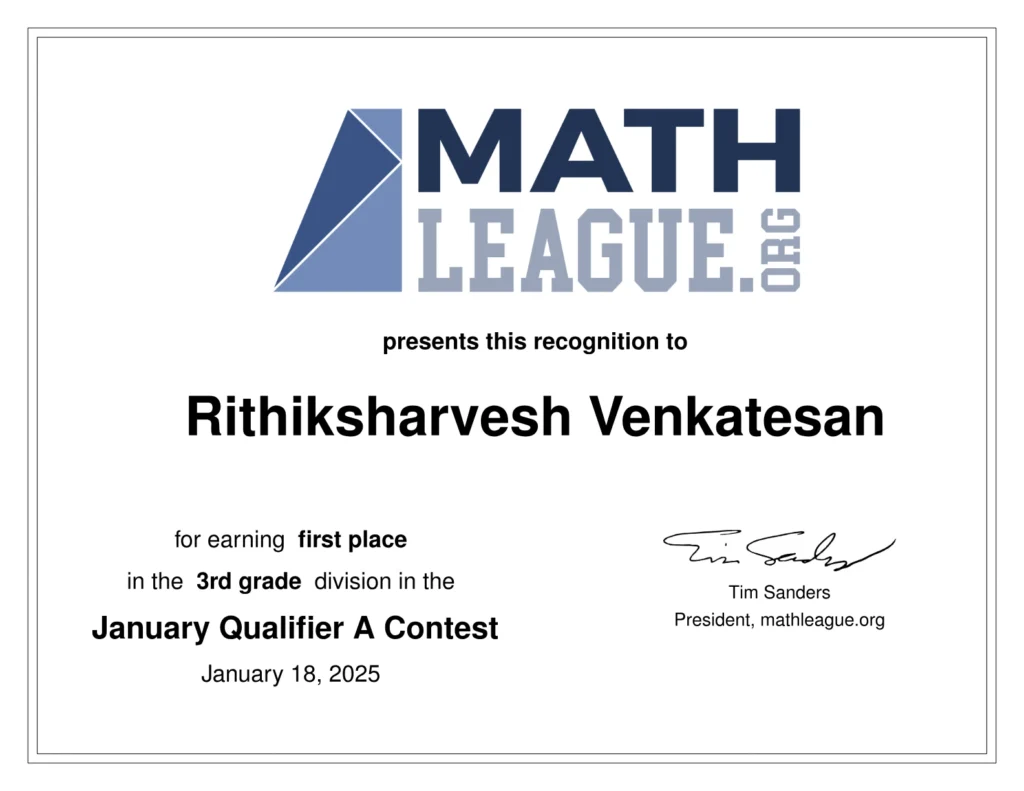 Math League Award 2025