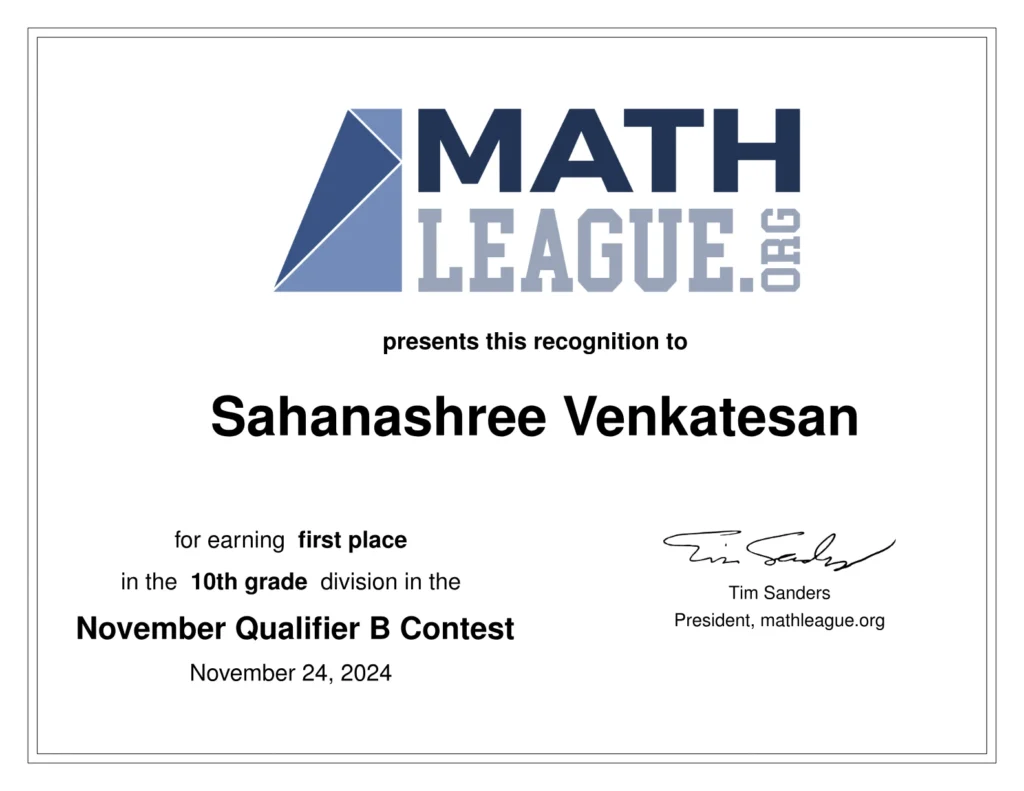 Math League Award 2024