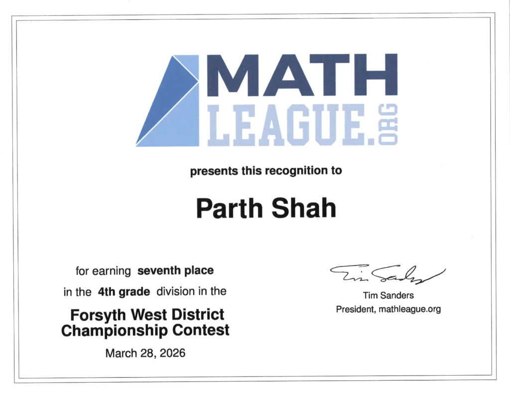Math League Forsyth West District 2026